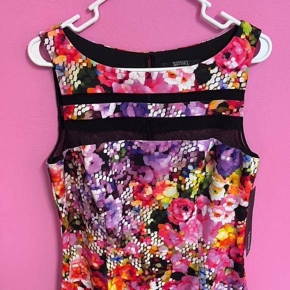 NWT Badgley Mischka Digital Floral Rose Print Mesh Illusion Panel Pencil Dress - Picture 8 of 17